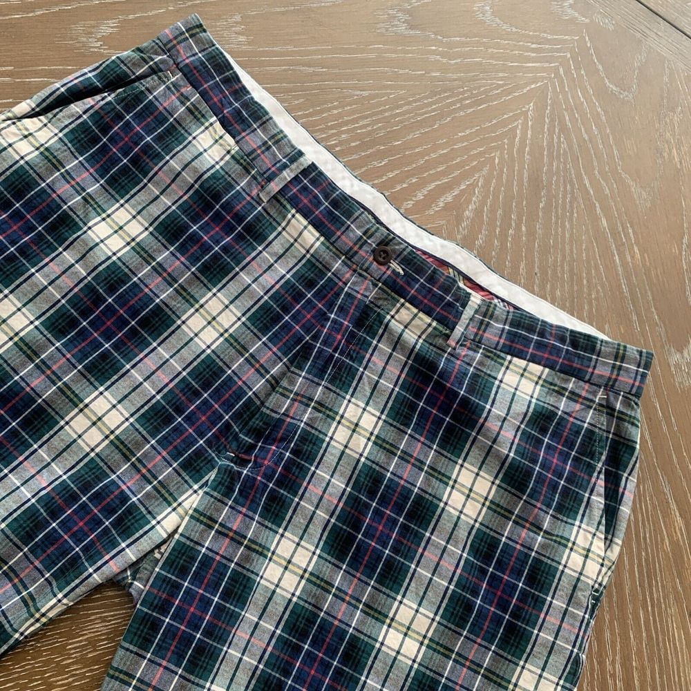 Polo Ralph Lauren Shorts 40" BLUE PLAID Mens Flat Front Cotton EXCELLENT